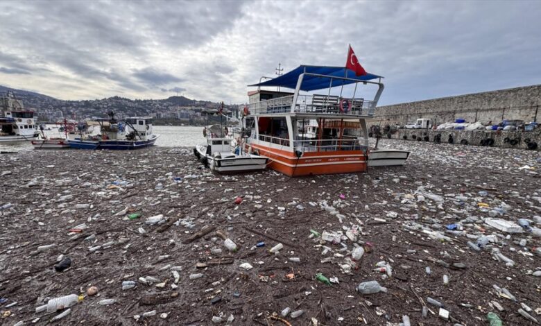 Zonguldak Limanı'nda Sağanak Sonrası Evsel Atıklar Su Yüzeyini Kapladı