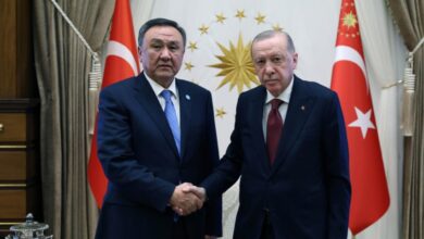 Erdoğan, TDT Genel Sekreteri Ömüraliyev'i Resmi Şekilde Karşıladı